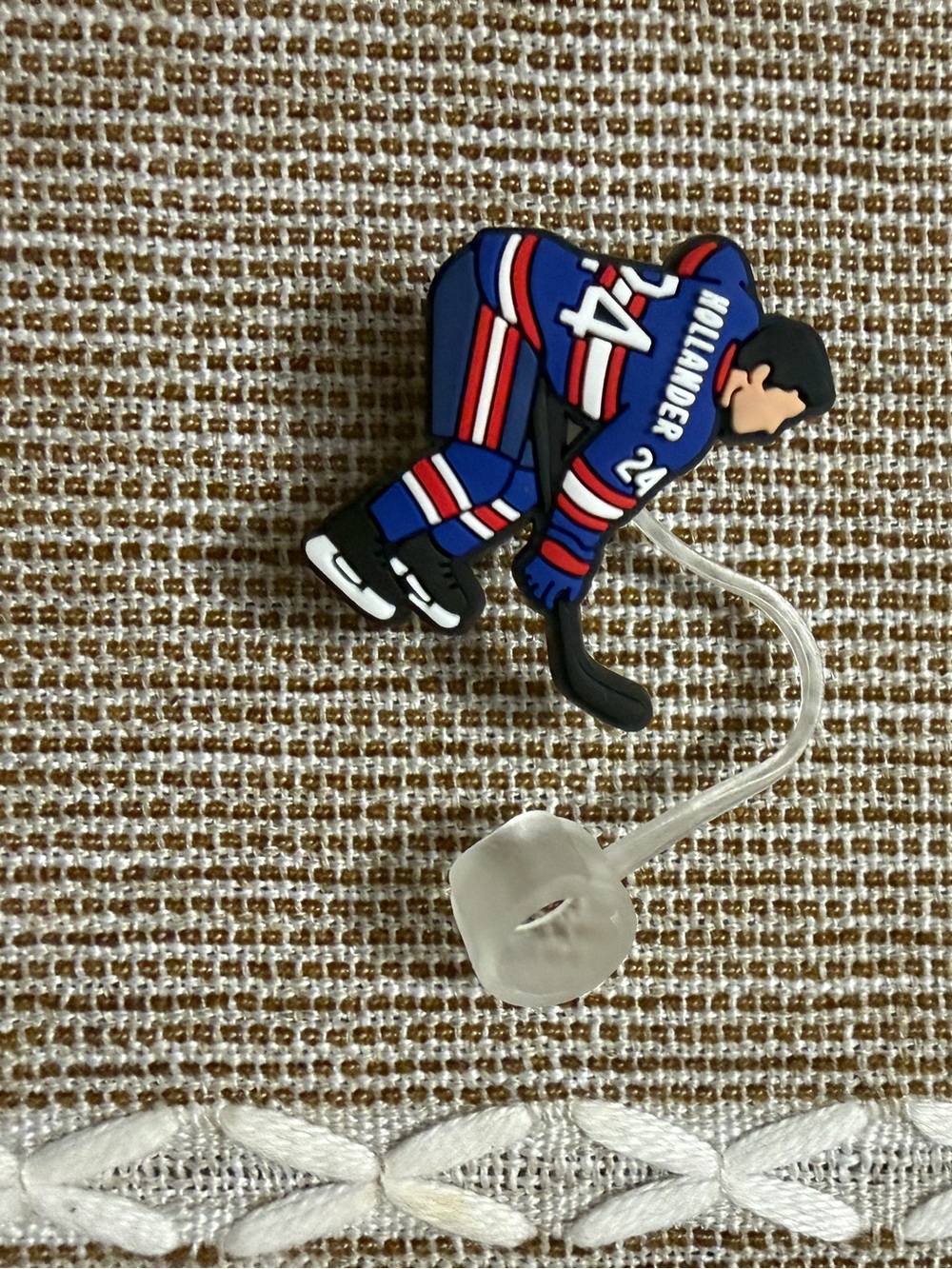 Heated rivalry themed pin and straw cover